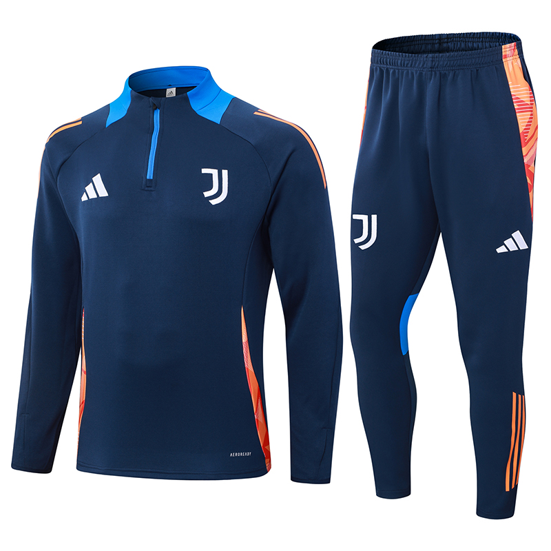 2024/2025 Juventus Half-Pull Training Suit Royal Blue Football Shirt 1:1 Thai Quality Set