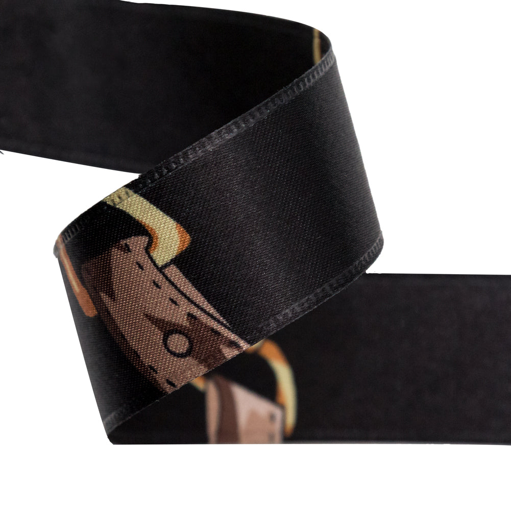 Italian Black and Gold Purse Straps and Chains Satin Ribbon - 1