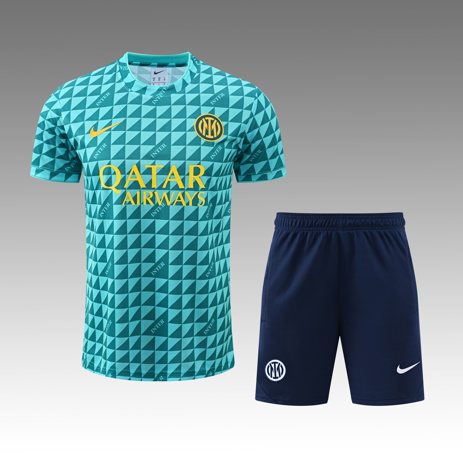 Inter Milan 26-27 Short-Sleeve Training Set - Lake Blue Top & Deep Blue Shorts - UnitedFutballJersey