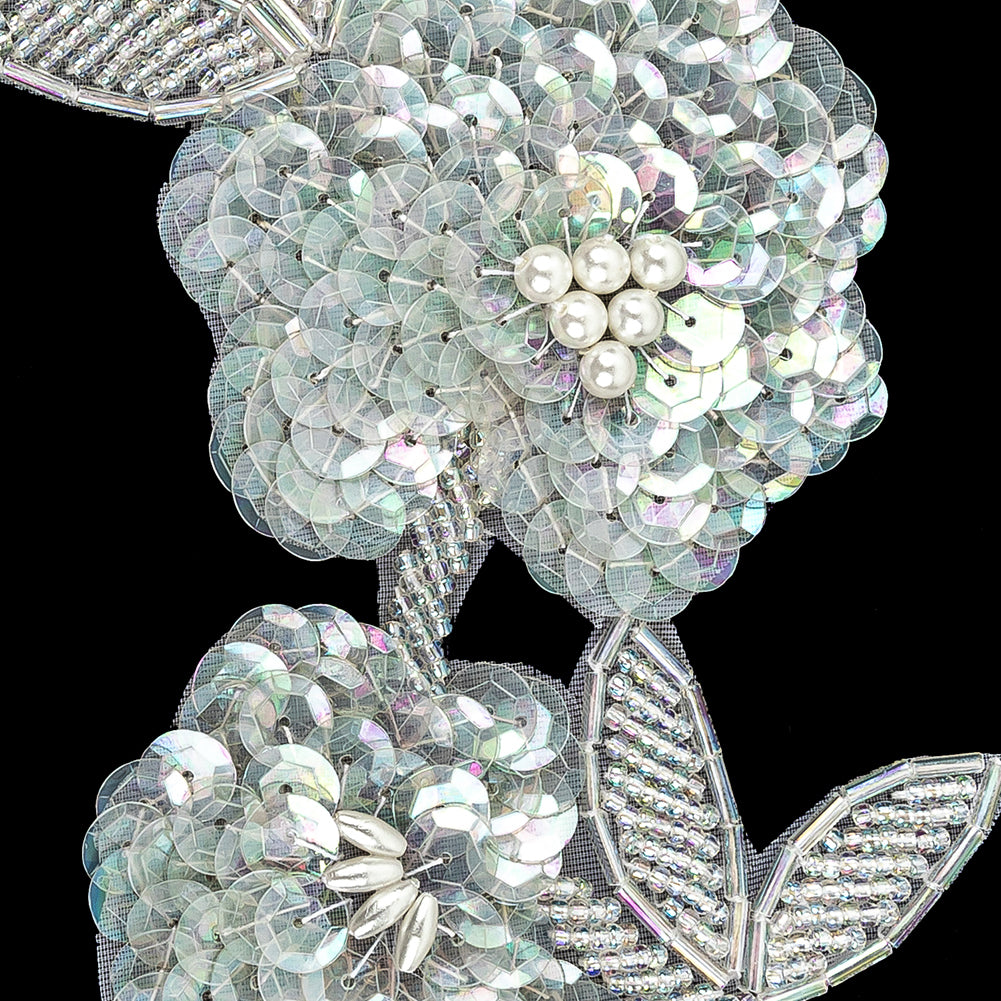 Vintage Pearl, Crystal Iris Sequins and Beaded Floral Applique - 6
