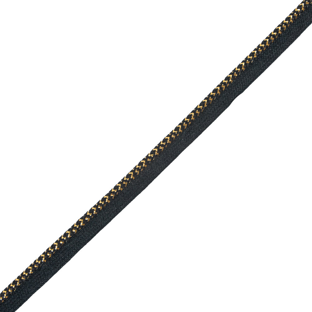 Metallic Gold and Black Braided Cord with Black Lip - 0.5