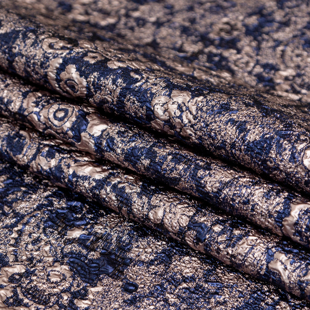 Royal Blue and Pale Gold Luxury Metallic Brocade - Joann Fabrics