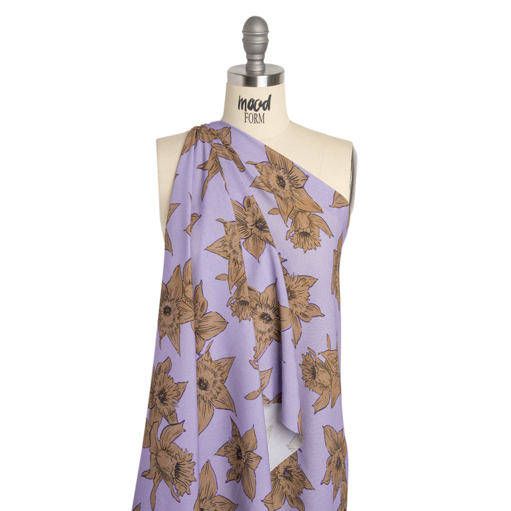 Viscose Crepe Print - Lilac and Brown Floral - Mood Exclusive Dear Darling - Joann Fabrics
