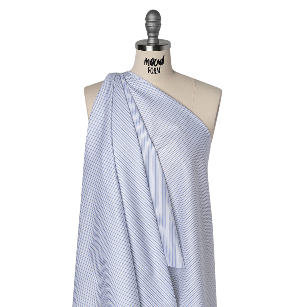 Cotton Twill Shirting - Sky Blue, Navy and White Stripes - Deadstock - Joann Fabrics