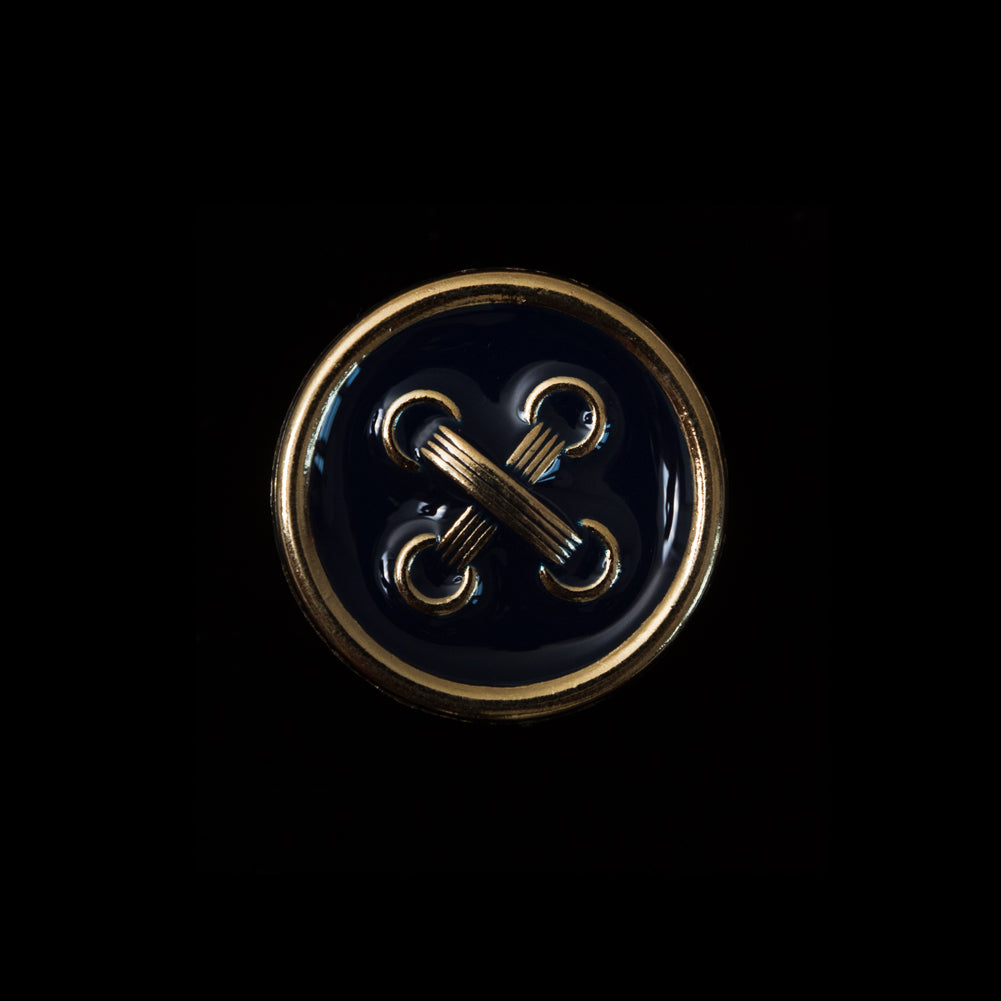 Italian Navy and Gold Metal Button - 32L/20mm - Joann Fabrics