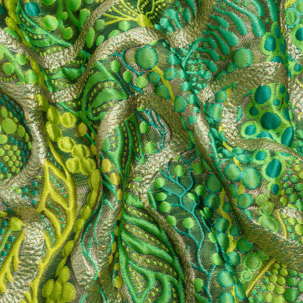 Metallic Gold and Lime Green Organic Flow Luxury Brocade - Joann Fabrics
