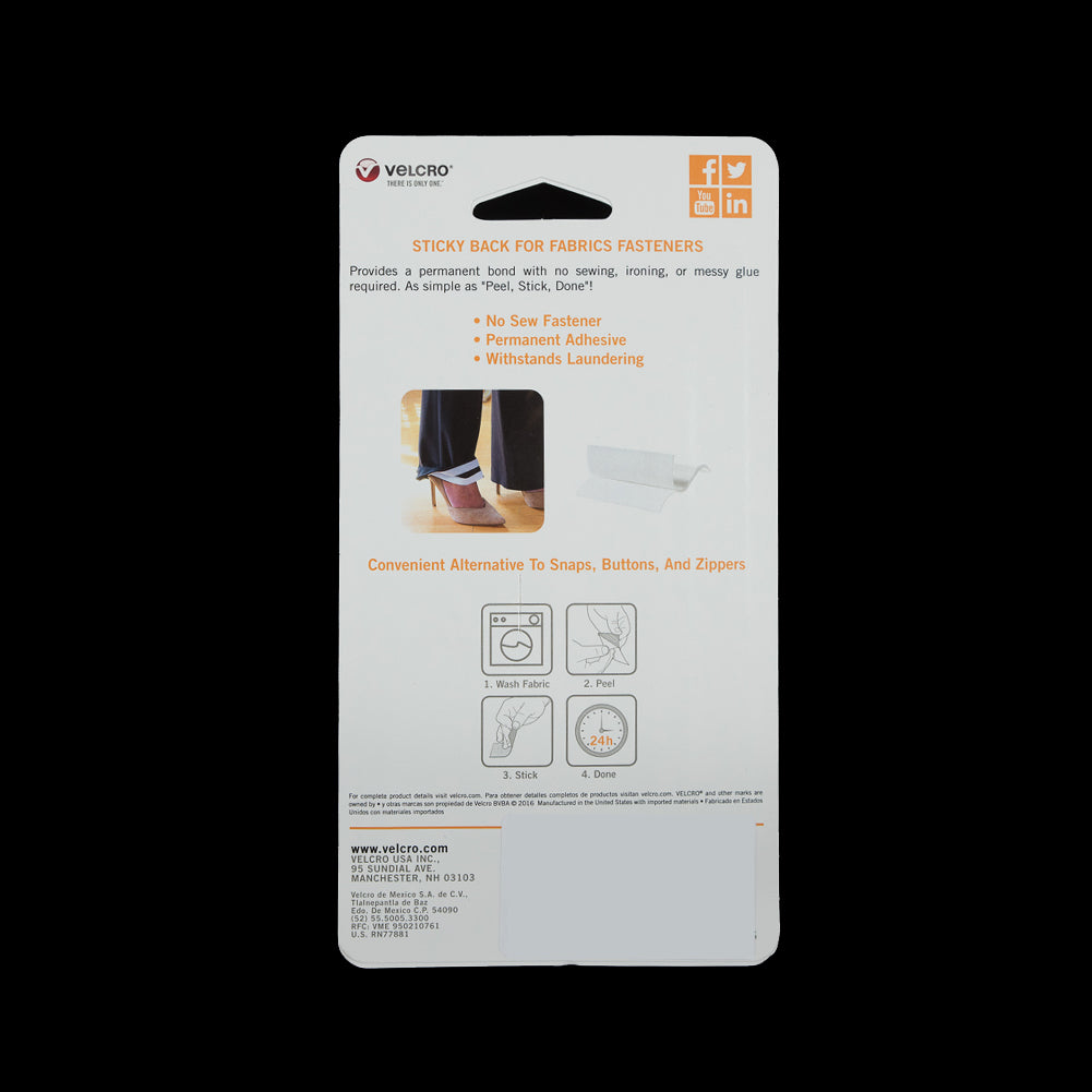 Rectangular White Sticky Back VELCRO&reg; Tape - 6