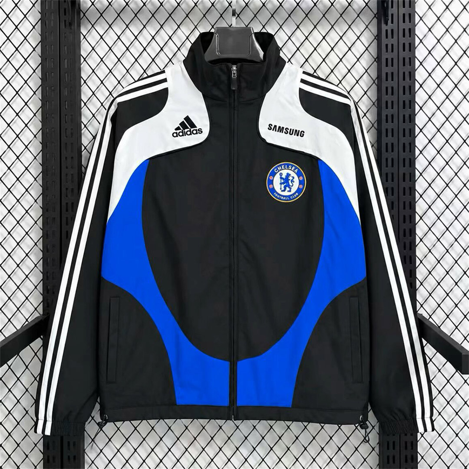 Retro C.H.E.L.S.E.A 2008-09 Windbreaker Jacket - Black Blue White - UnitedFutballJersey