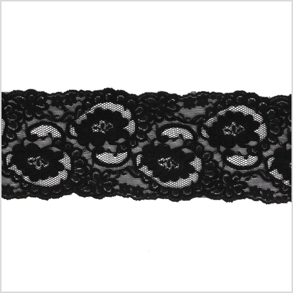 Black Corded Lace Trim - 3.75