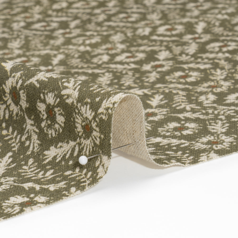 Brushed Cotton and Linen Canvas - Oregano Flowers and Leaves - Flowers and Leaves British Imported - Joann Fabrics