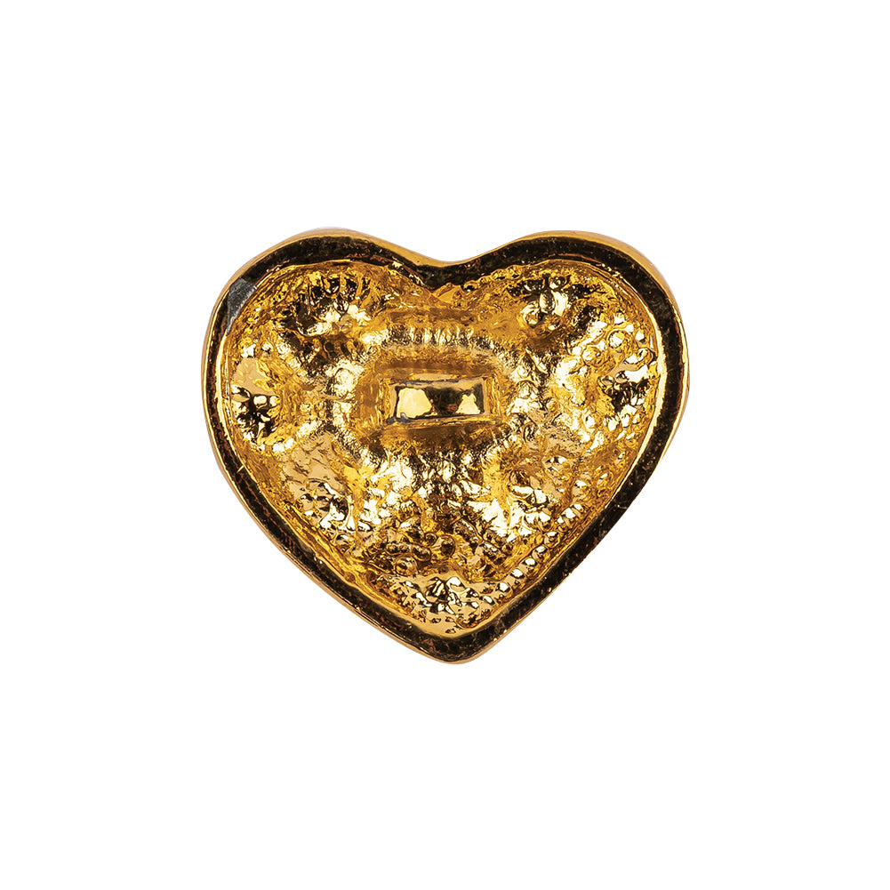 Vintage Swarovski Crystal Rhinestones and Gold Metal Faux Basket Weave Shank Back Heart-Shaped Button - 36L/23mm - Joann Fabrics