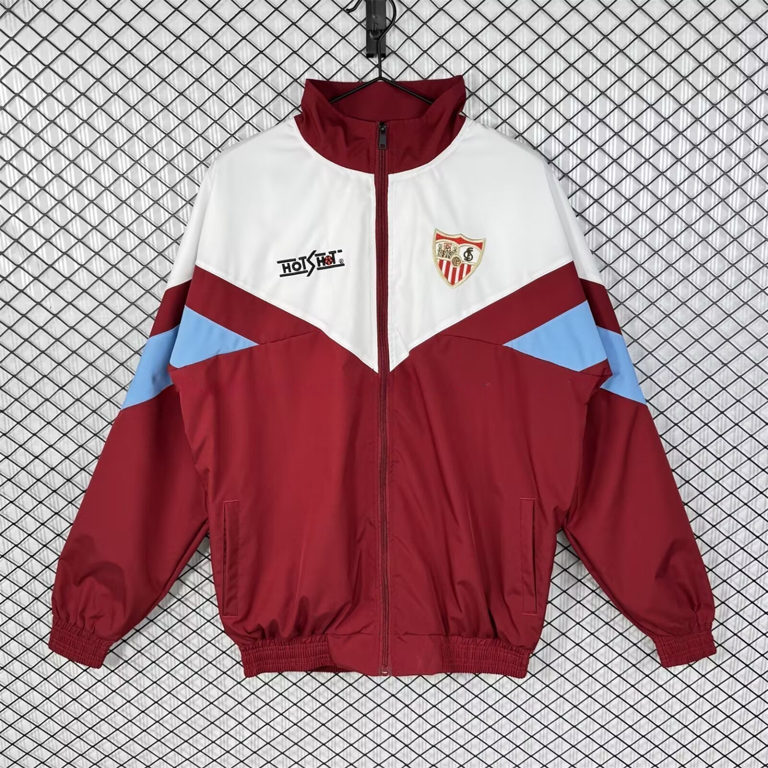 Retro Sevilla FC 1993-94 Home Windbreaker Jacket - White And Red - UnitedFutballJersey