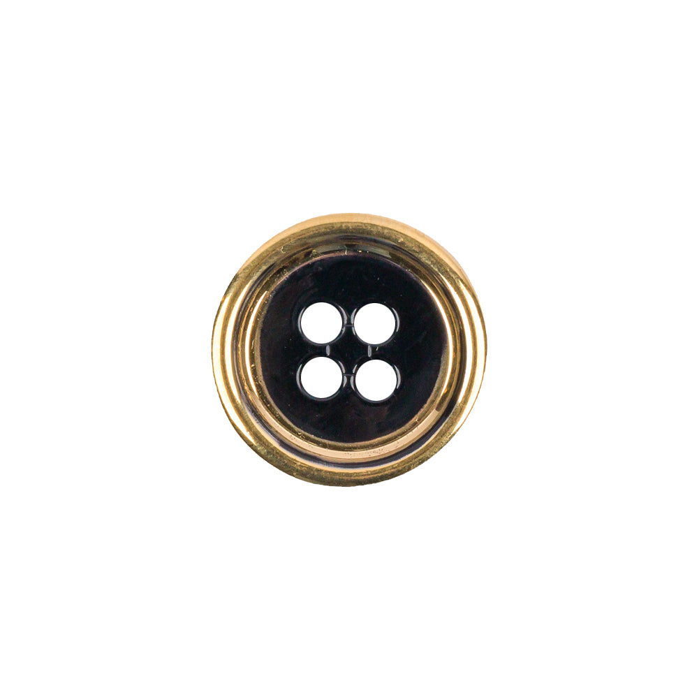 Black and Gold Edged 4-Hole Glass Button - 24L/15mm - Joann Fabrics