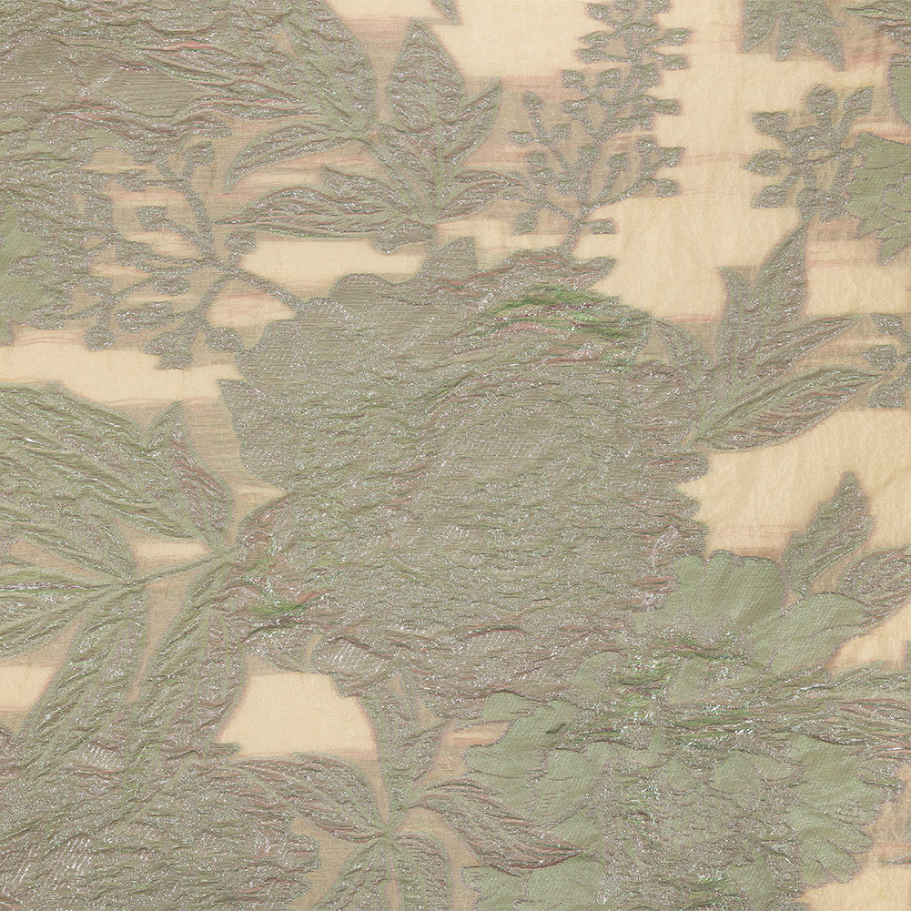 Metallic Mint, Orchid and Beige Floral Luxury Burnout Brocade - Joann Fabrics