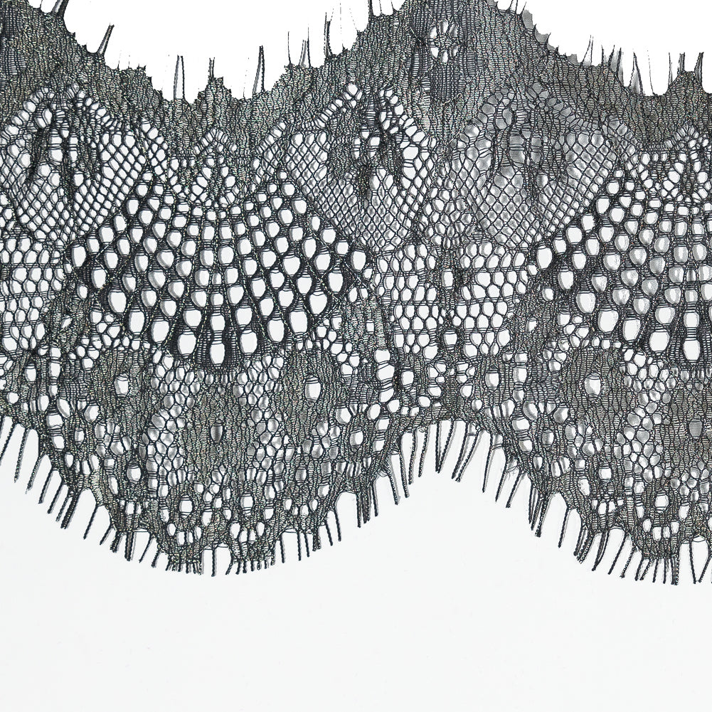 Italian Metallic Black and Gold Scalloped Lace Trim - 4