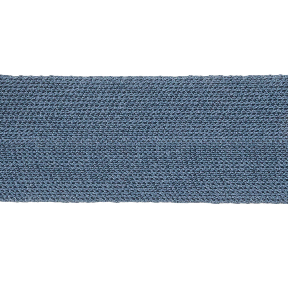 Gray Blue Cotton Knit Foldover Trim - 1.25
