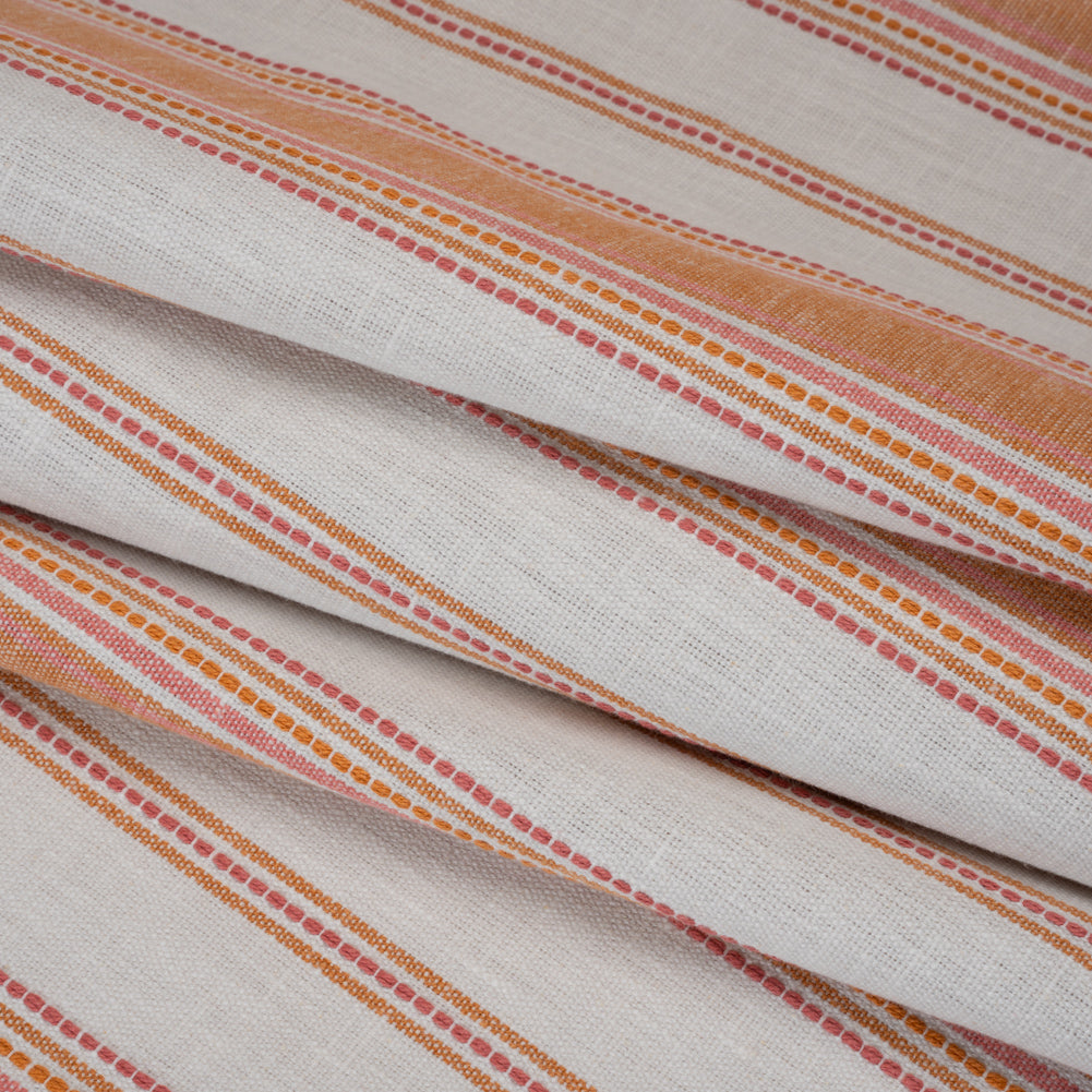 Cotton and Recycled Polyester Woven - Tangerine Tactile Stripes - British Imported - Joann Fabrics