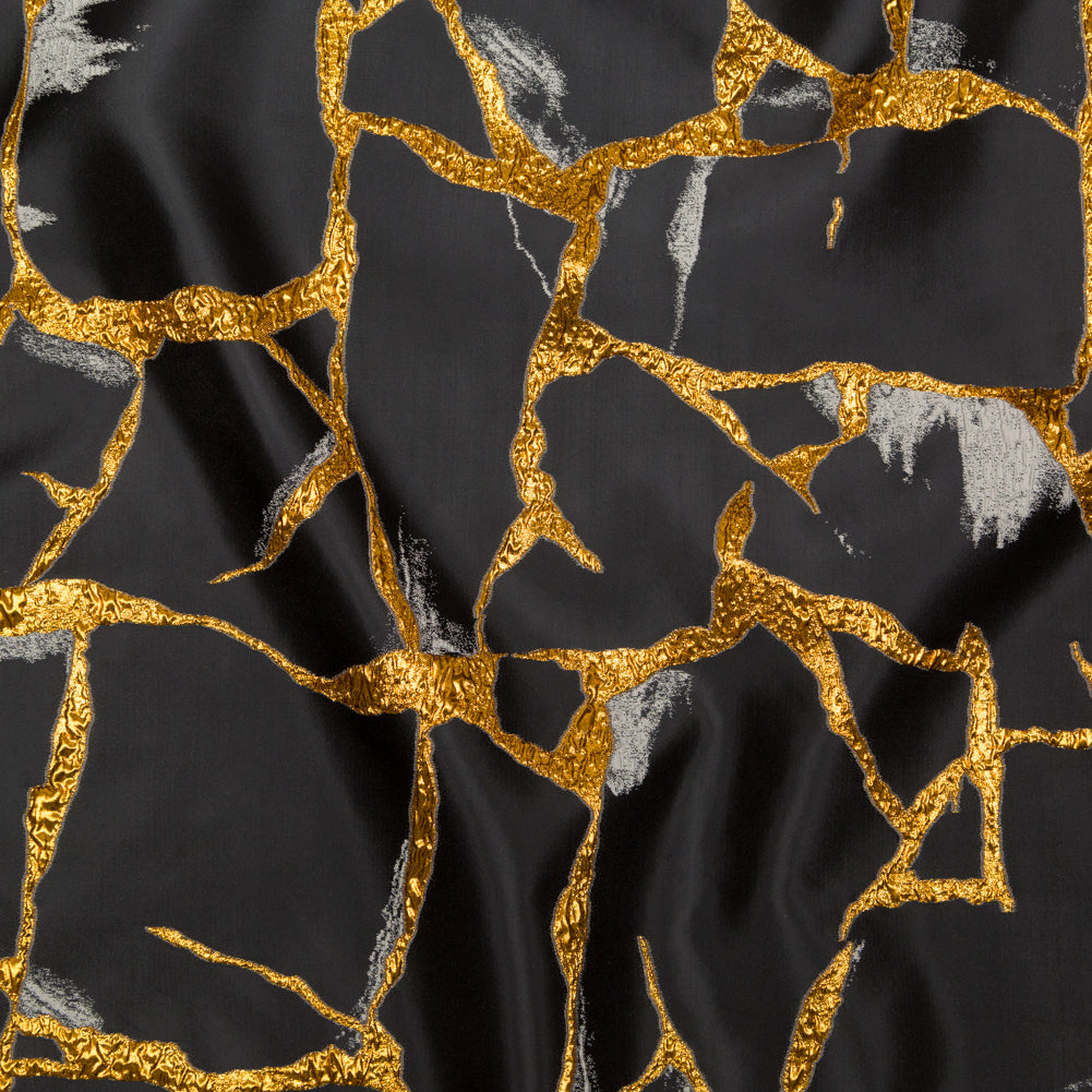 Metallic Bright Gold, Moonstruck and Beluga Satin-Faced Abstract Luxury Brocade - Joann Fabrics