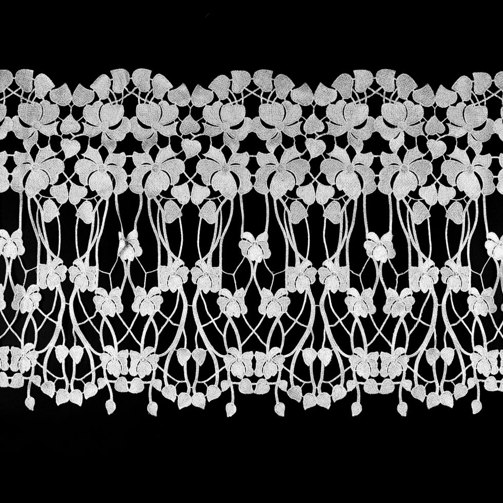 Metallic White Floral Lace Trimming - 16
