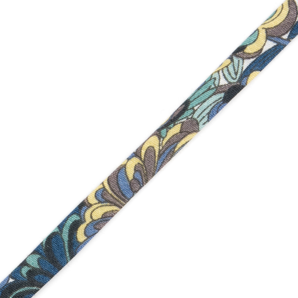 Italian Blue and Teal Floral Cotton Tubing - 0.25