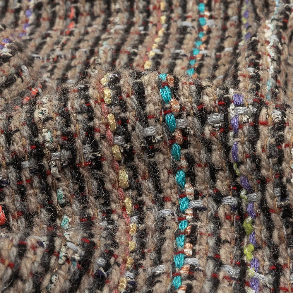 Italian Charcoal, Beige and Multicolor Blended Wool Tweed Woven - Joann Fabrics