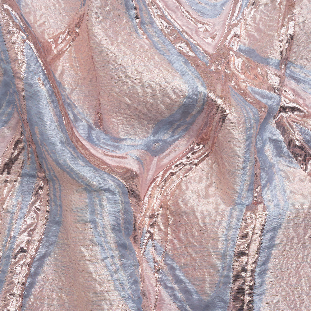 Metallic Pastel Pink and Baby Blue Flowing Lines Luxury Brocade - Joann Fabrics