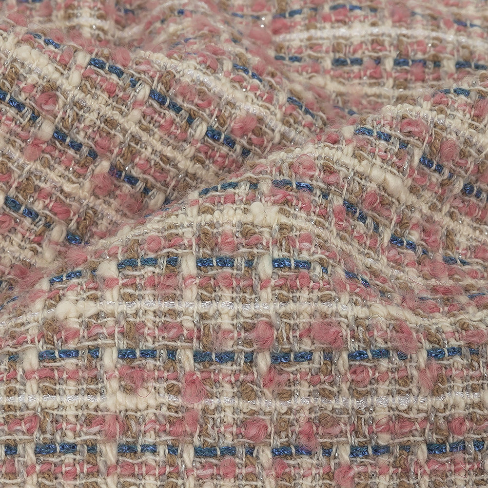 Italian Light Pink, Riviera and Metallic Silver Cotton Tweed - Joann Fabrics