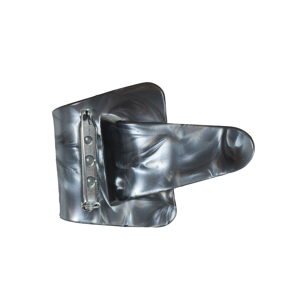 Italian Metallic Gray Marbled Buckle Brooch - 2.5