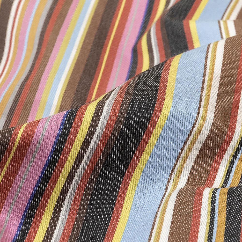 Pink, Yellow and Brown Barcode Stripe Cotton Twill - Joann Fabrics