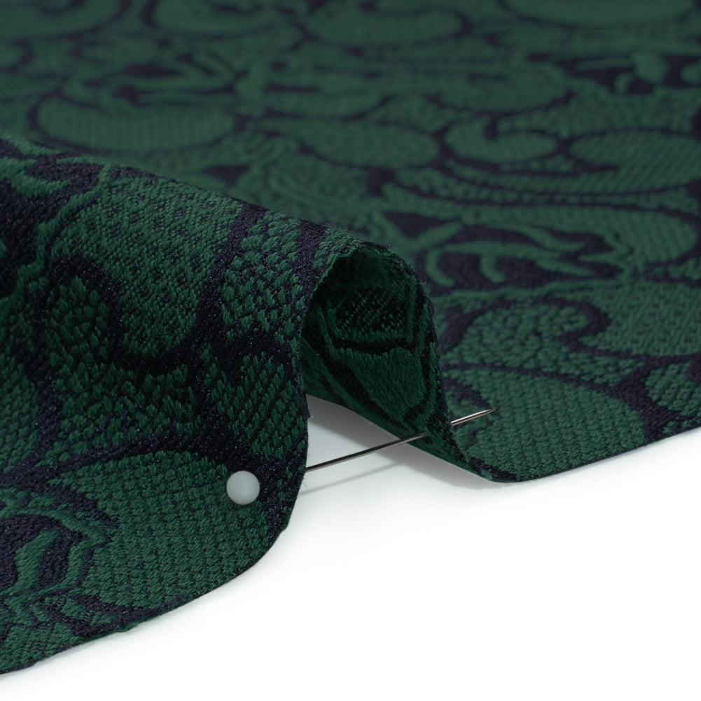Hunter Green and Black Lace-Like Flowers Cotton and Polyester Jacquard - Joann Fabrics
