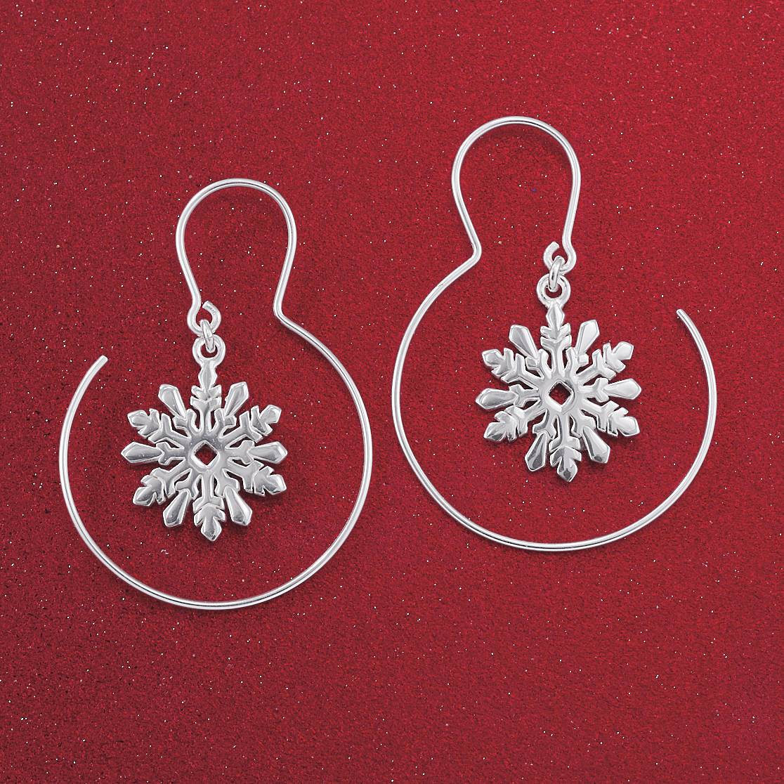 Sterling Snowflake Hoop Earrings - Northstyle Catalog