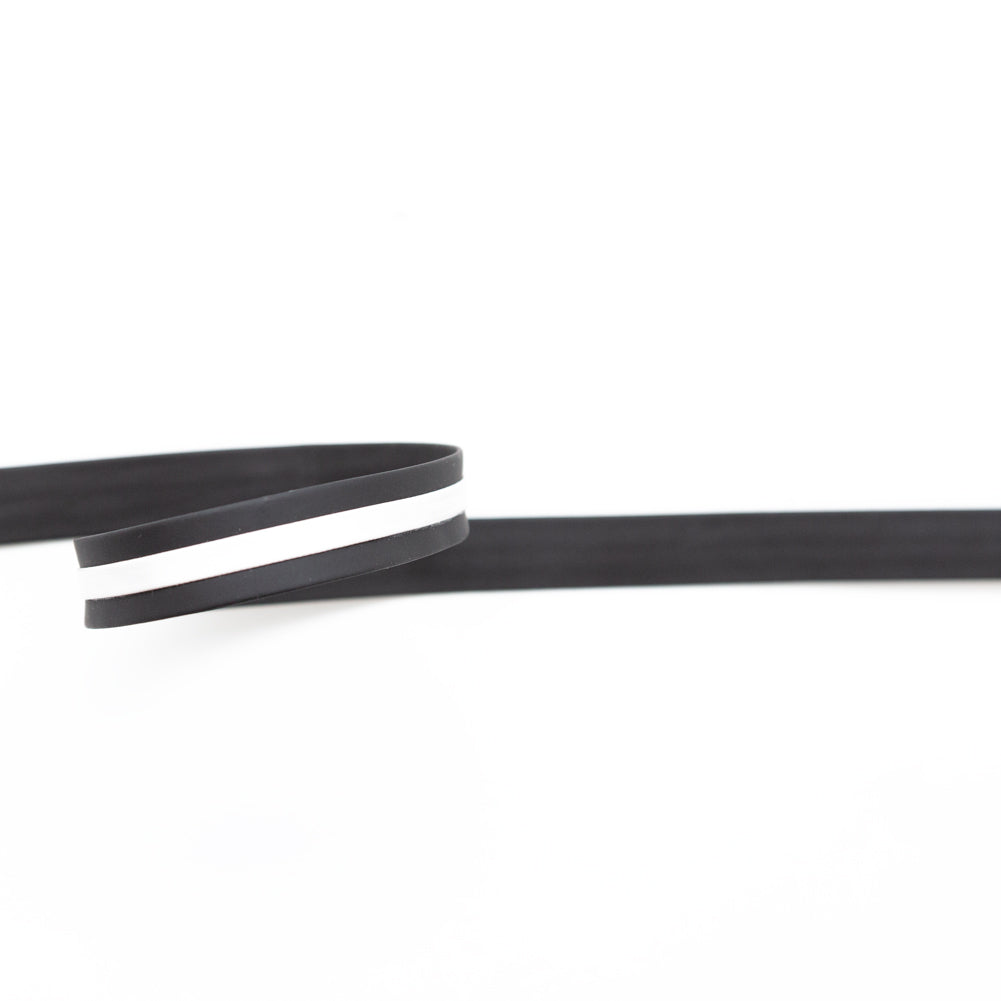 Italian Black and White Vinyl Striped Rubber Trimming - 0.625