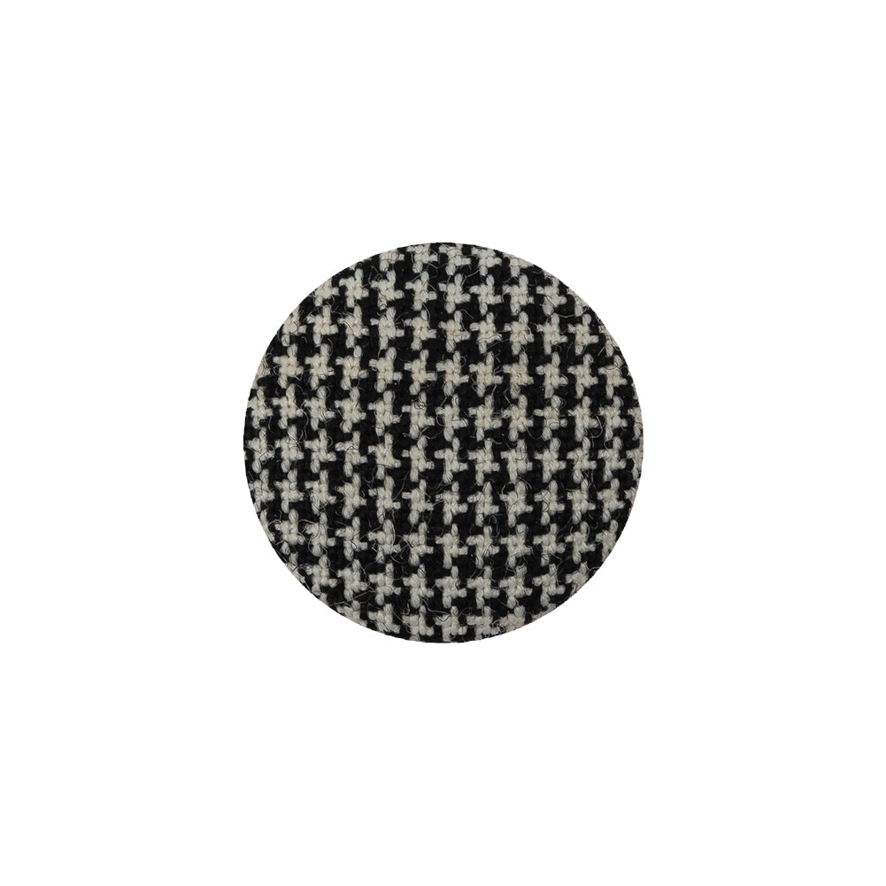 Black and White Houndstooth Fabric Covered Wool and Metal Sew On Button - 30L/19mm - Joann Fabrics