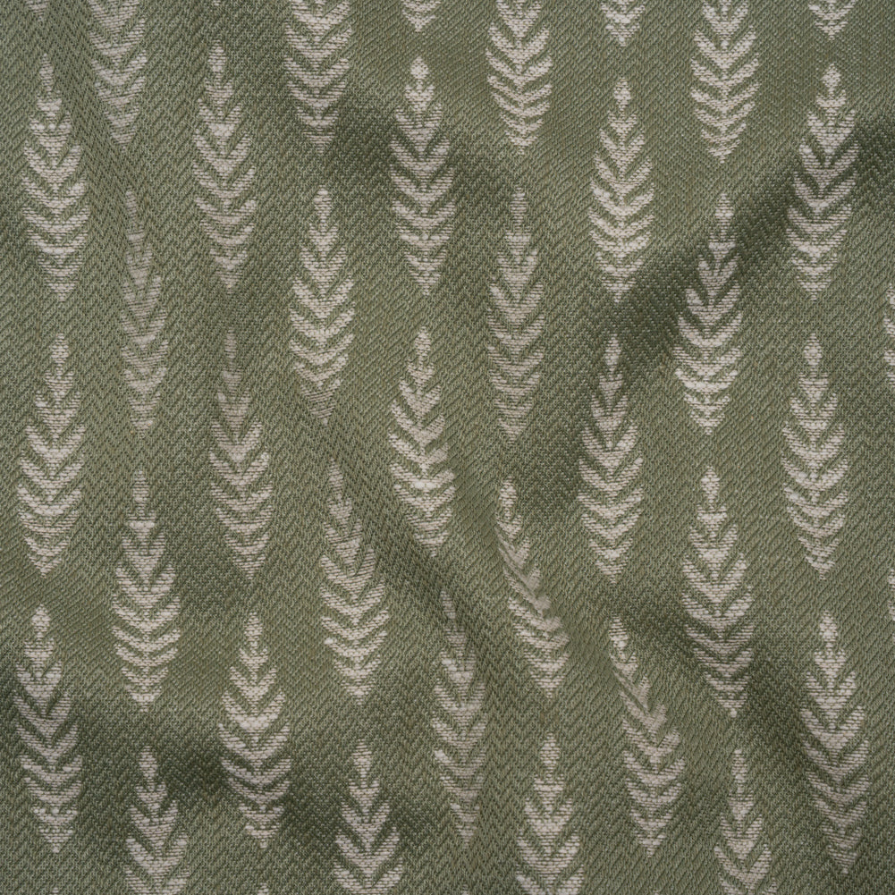 Recycled Polyester and Cotton Jacquard - Moss Lines of Leaves - British Imported - Joann Fabrics