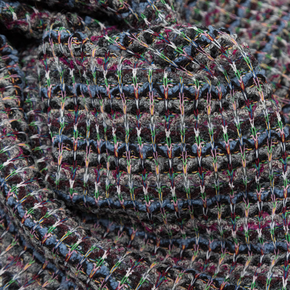Steel Blue, Green and Fuchsia Striped Blended Wool Knit - Joann Fabrics