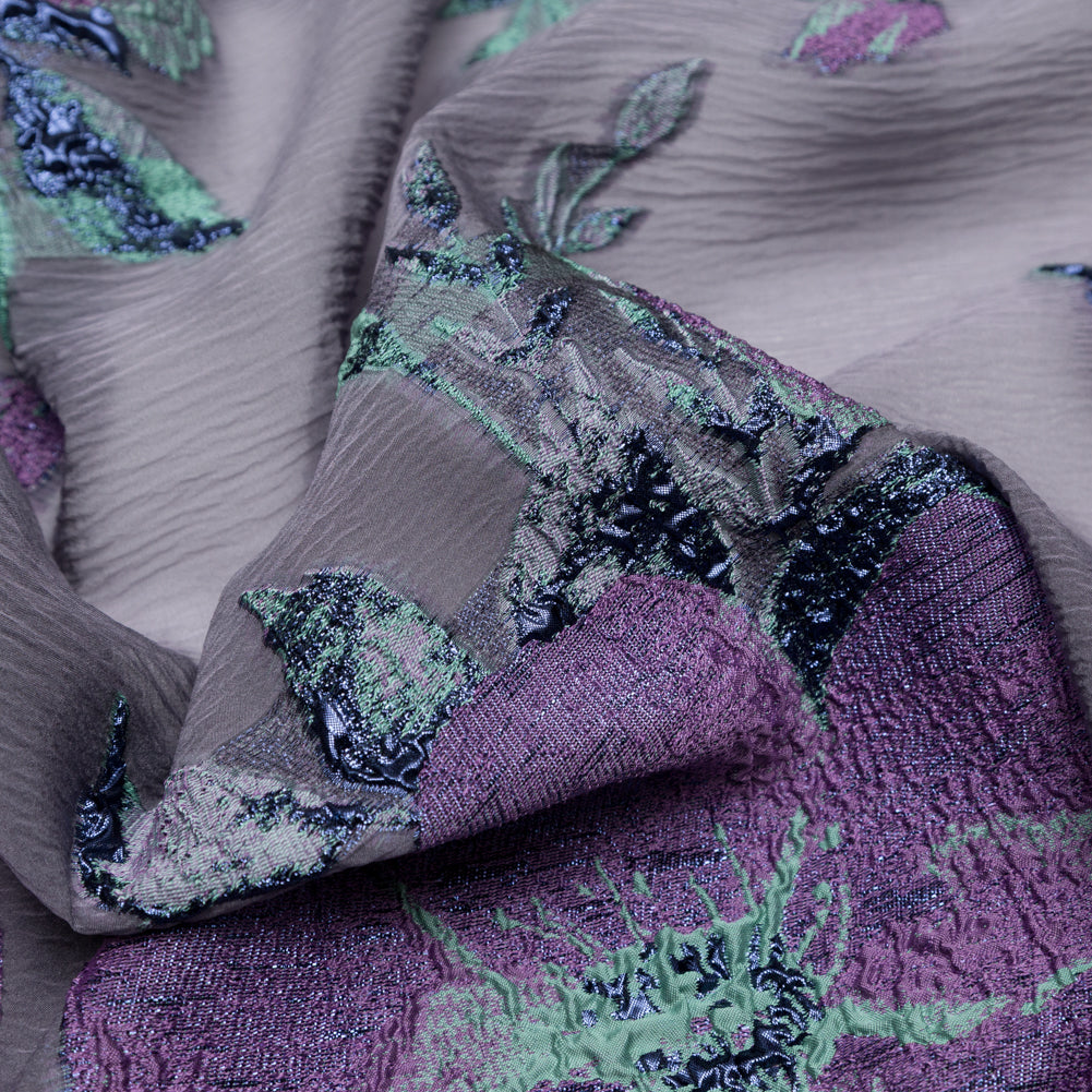 Metallic Blue Morpho, Periscope, Dark Ivy and Purple Gumdrop Floral Luxury Organza Brocade - Joann Fabrics