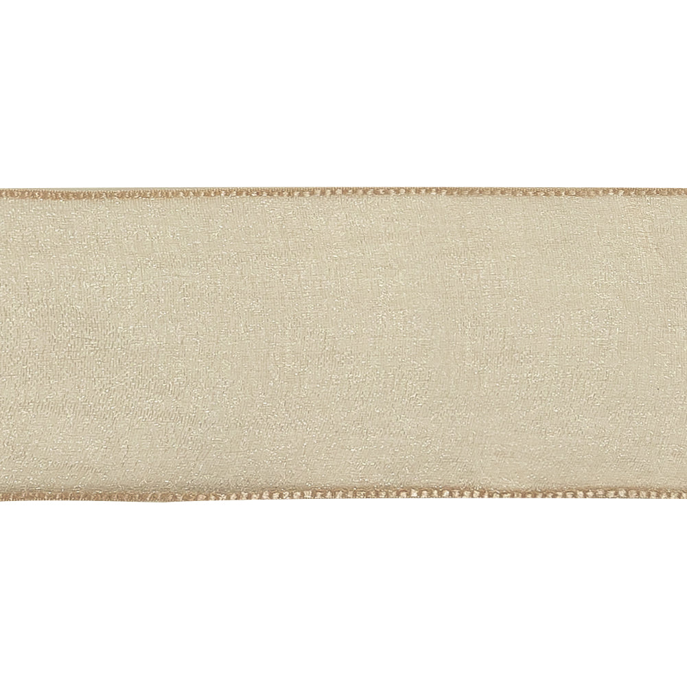 Beige Shimmering Organza Ribbon with Woven Edges - 1.5