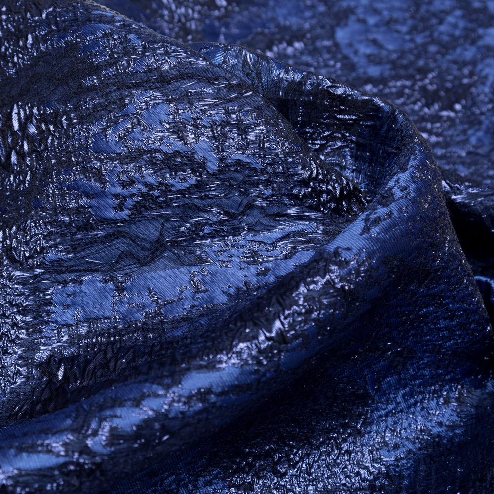 Metallic Blue Morpho and Navy Peony Abstract Luxury Brocade - Joann Fabrics