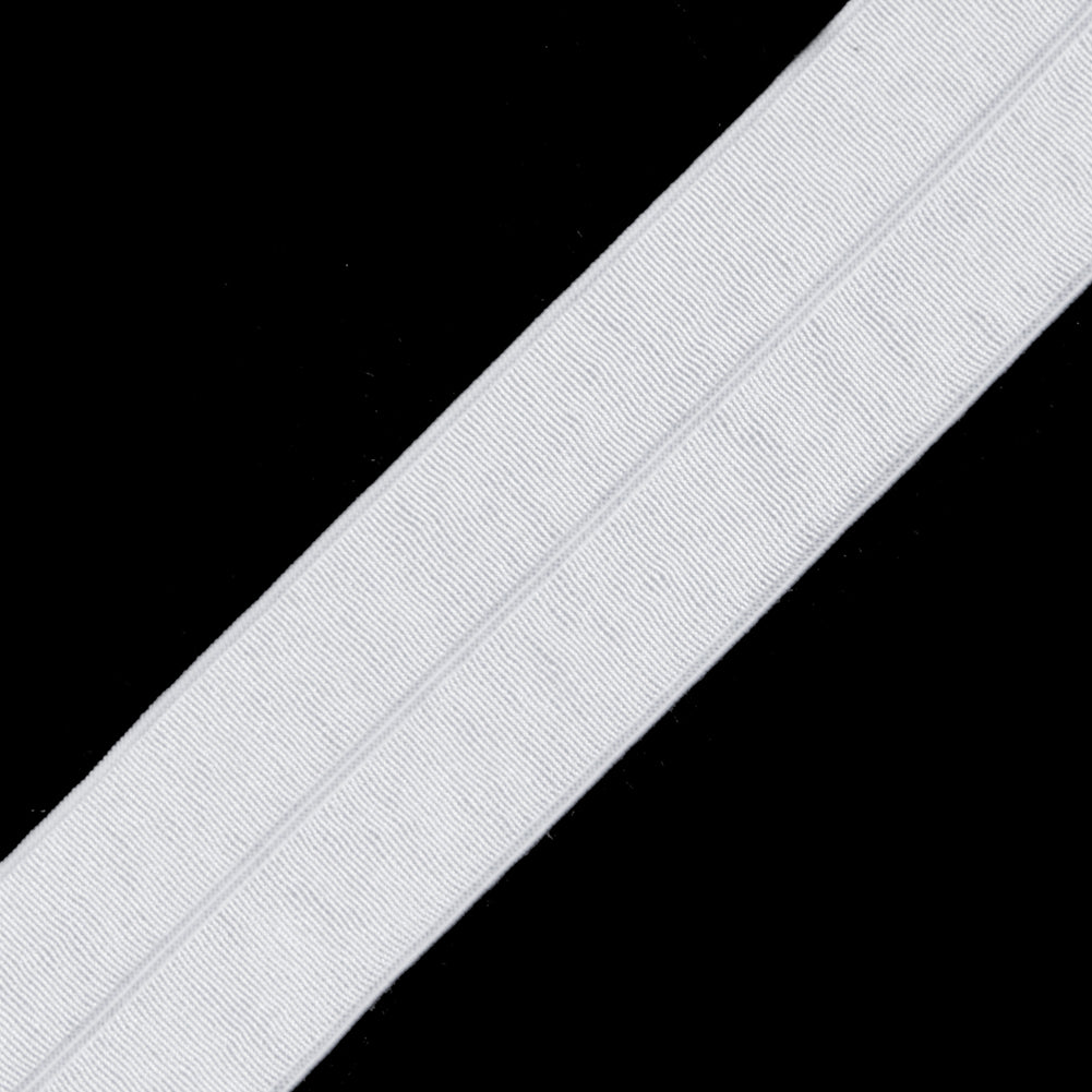 Italian White Stretch Foldover Elastic - 0.75