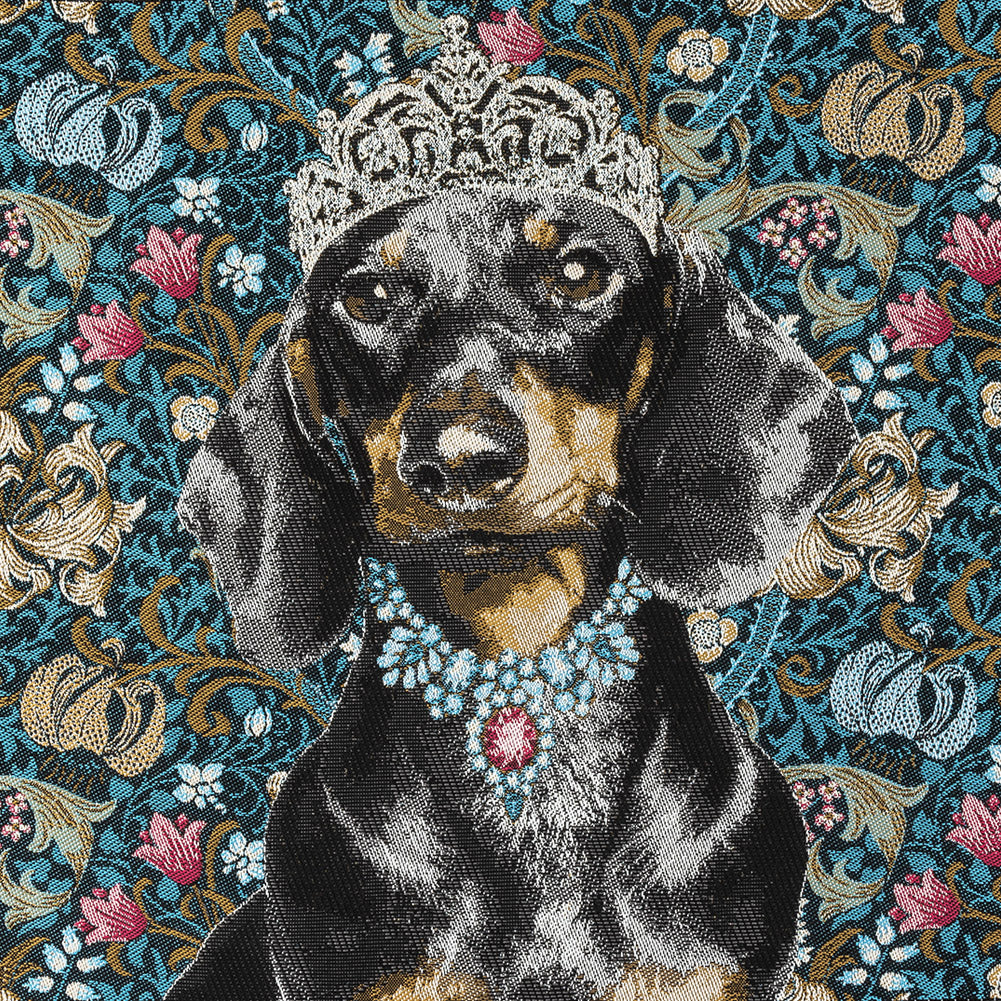 French Blue Crowned Dachshund Oversized Square Patch - 18.875