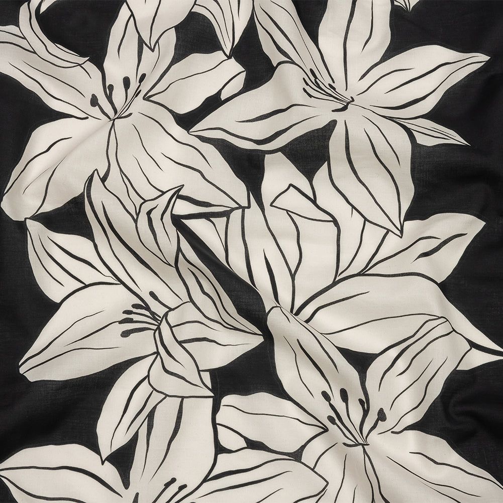 Cotton Voile - Black Floral - Central Park Spring Print - Mood Exclusive Metro Collection - Joann Fabrics