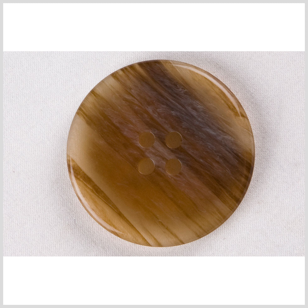 Plastic 4-Hole Button - 54L/34mm - Golden Tan and Dark Brown Striations - Joann Fabrics