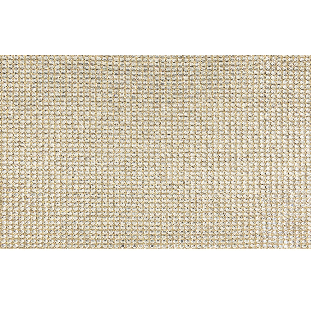Vintage Metallic Gold and Crystal Rhinestones Fabric Backed Trim - 6