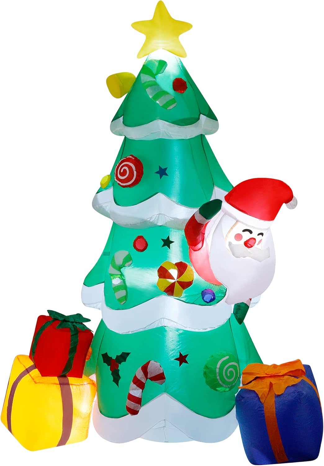DR.DUDU 7 FT Inflatable Christmas Tree with Santa Claus Gift Boxes ...