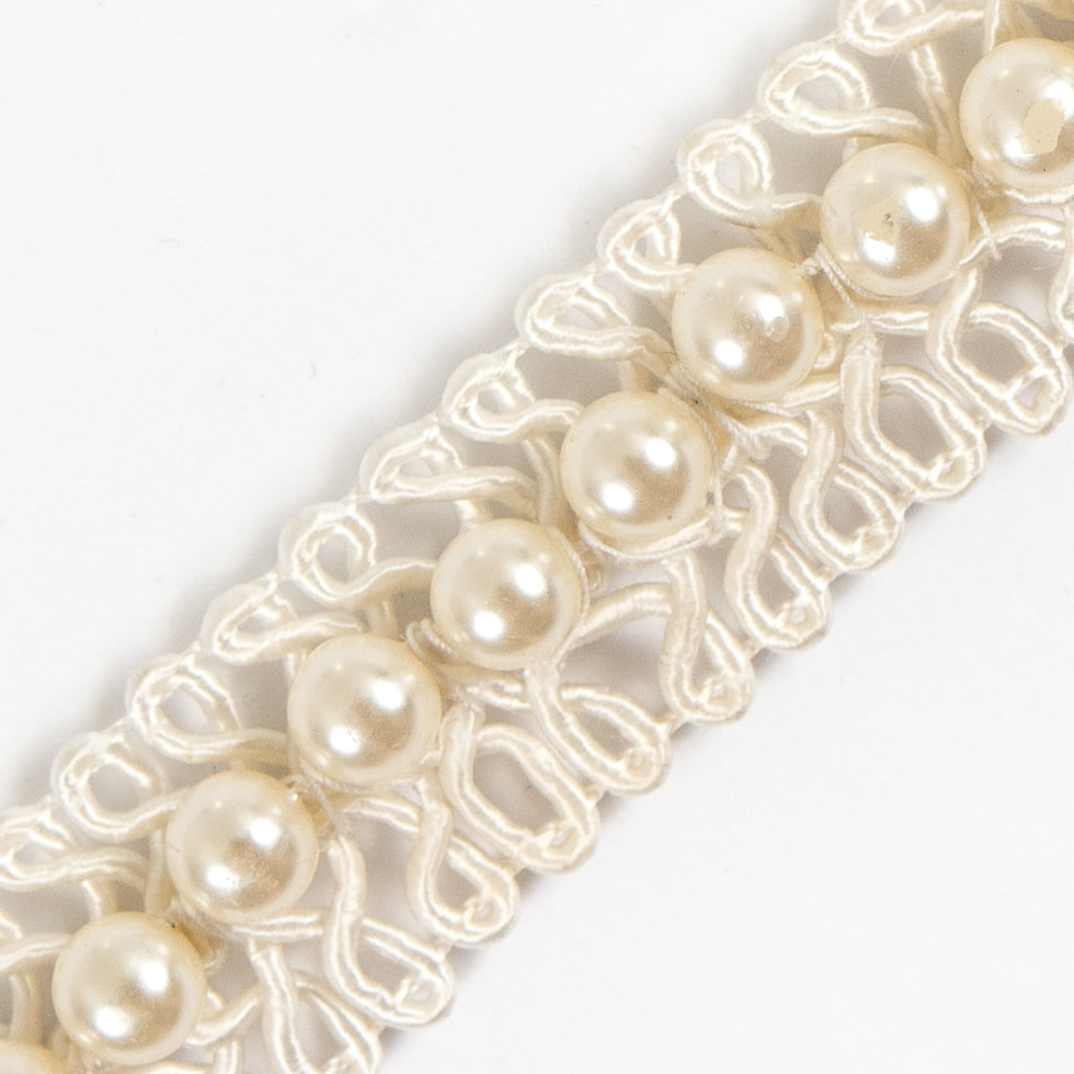 Ivory Braided Cord w/ Pearls - 1
