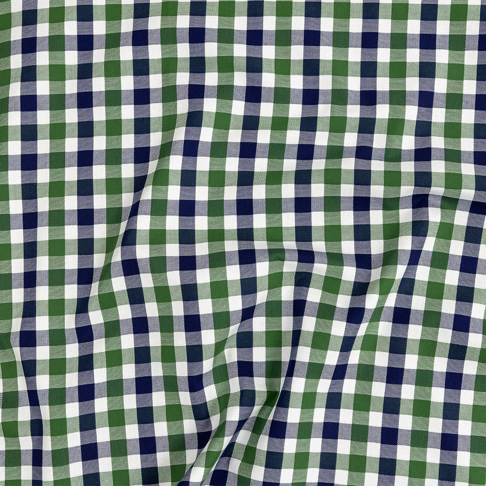 Premium Emerald and Navy Large Tattersall Checkered Cotton Shirting - Joann Fabrics