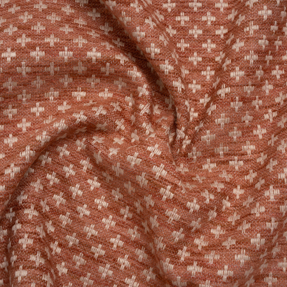 Polyester Boucle Home Decor Jacquard - Coral Plus Signs - British Imported - Joann Fabrics