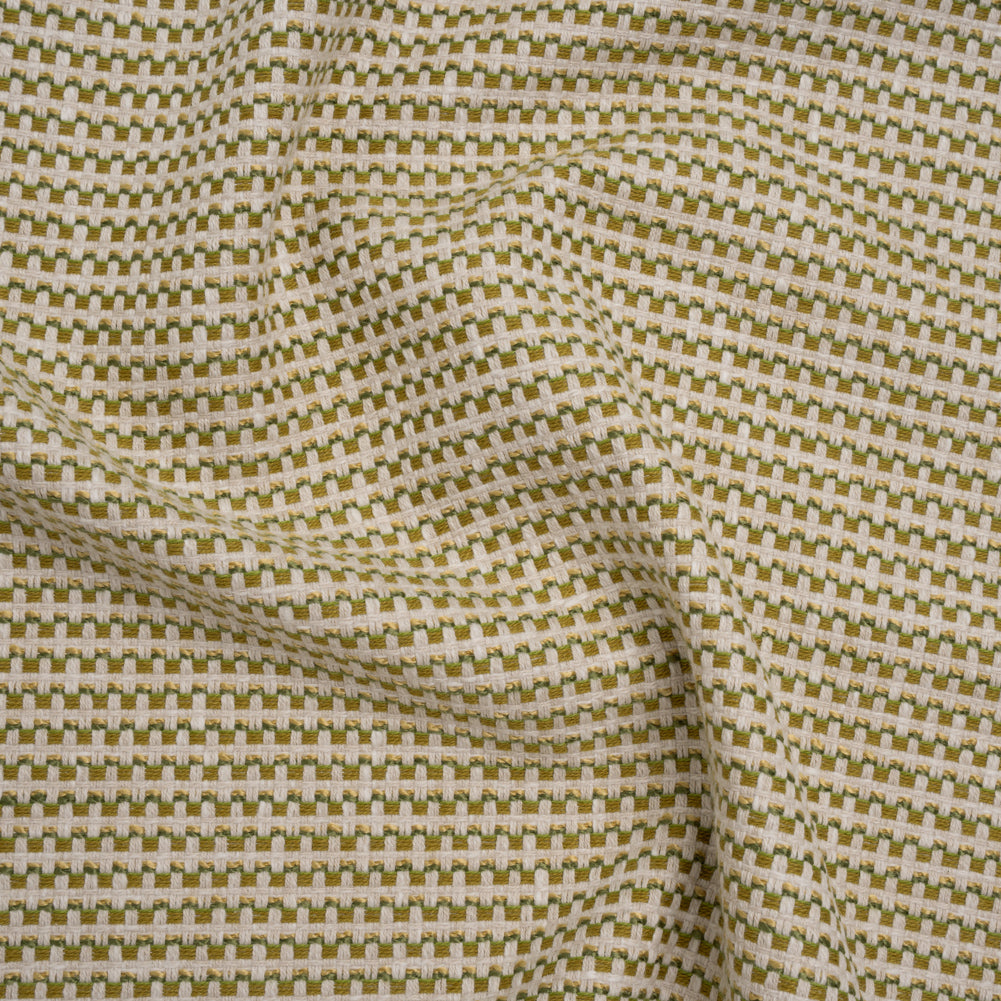 Recycled Polyester and Cotton Basketweave Dobby - Olive Little Squares - British Imported - Joann Fabrics