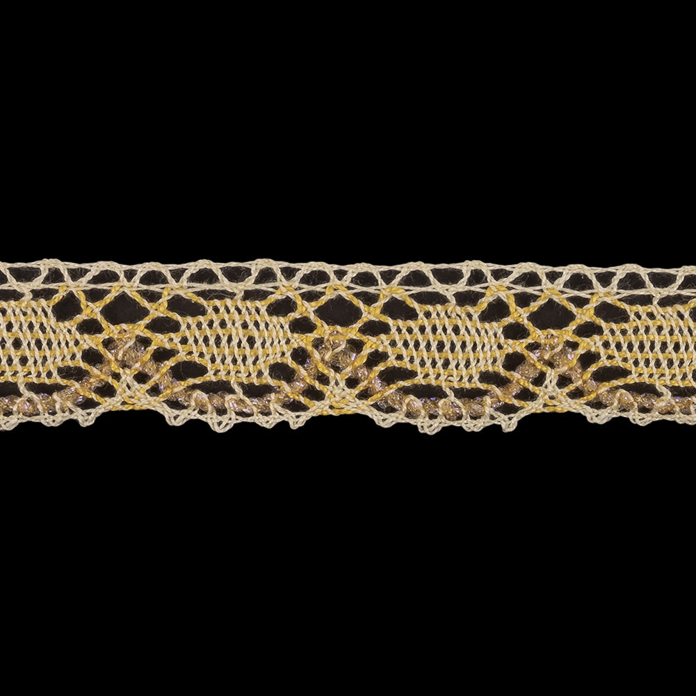 Yellow and Afterglow Iridescent Bobbin Lace Trim - 0.875
