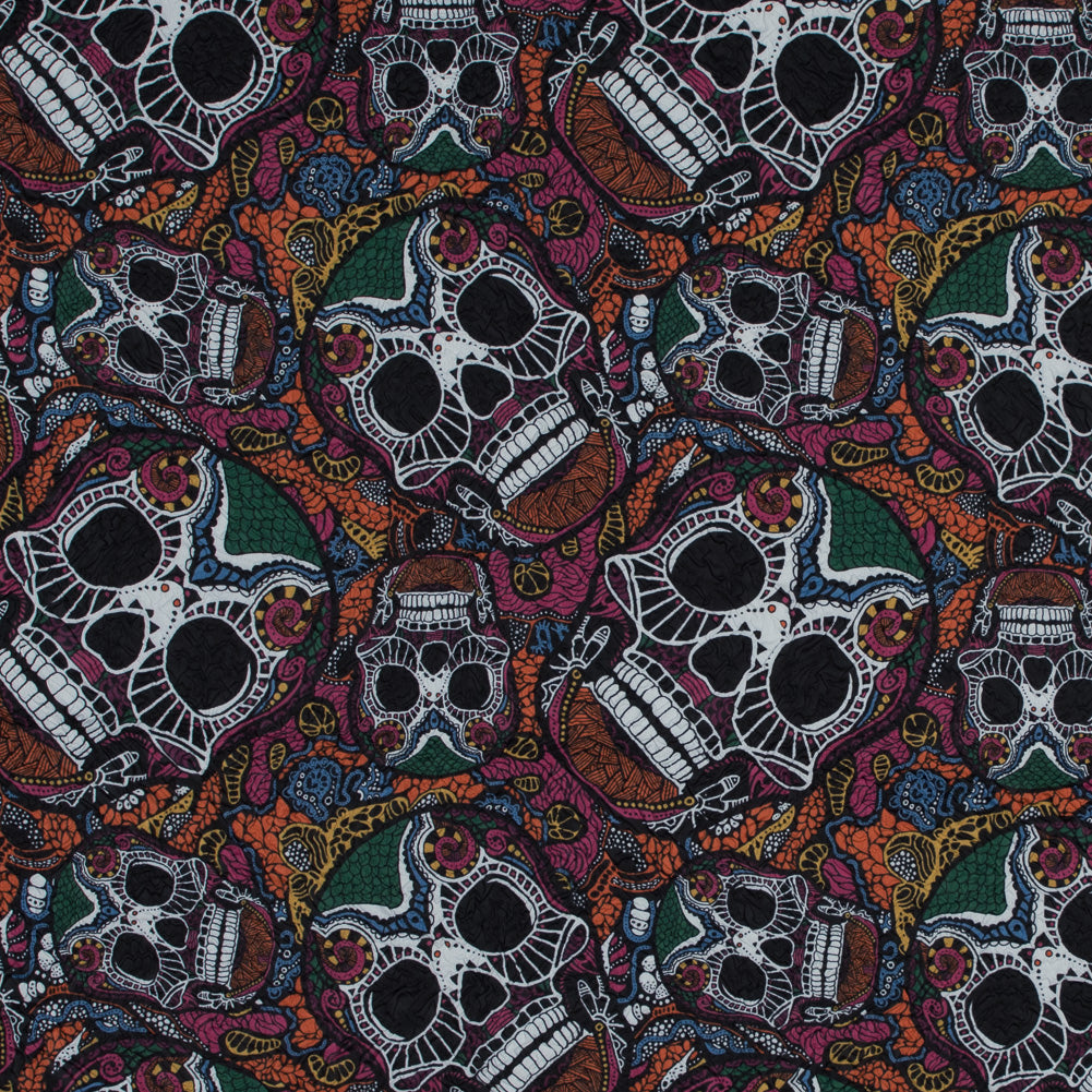 Multicolor Skull Printed Wrinkled Faux Plisse - Joann Fabrics